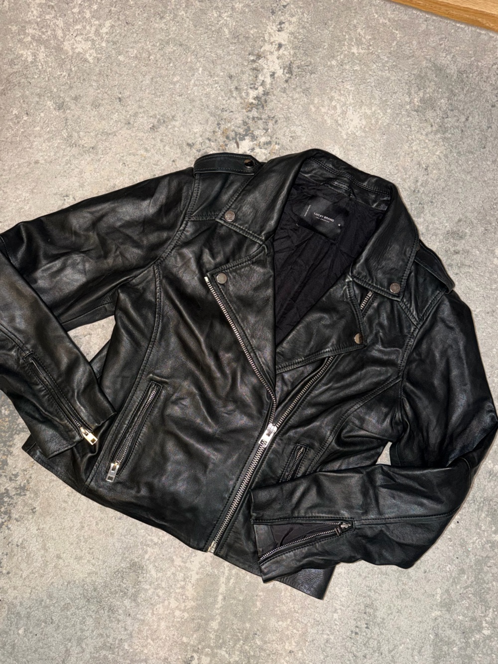 Women’s Black Leather Biker Jacket